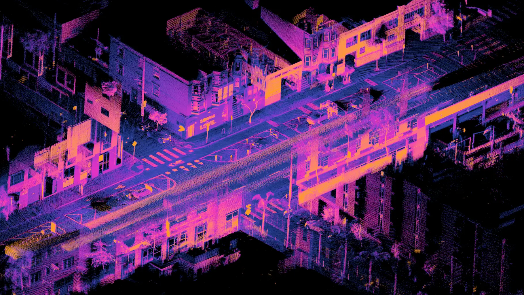 建物と道路の3Dモデル